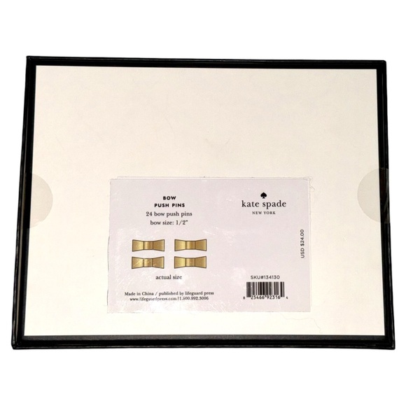 NIB Kate Spade Gold Bow 1/2” Push Pins 24 Count - Picture 2 of 2